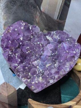 Blue Center Amethyst Heart With Gothite
